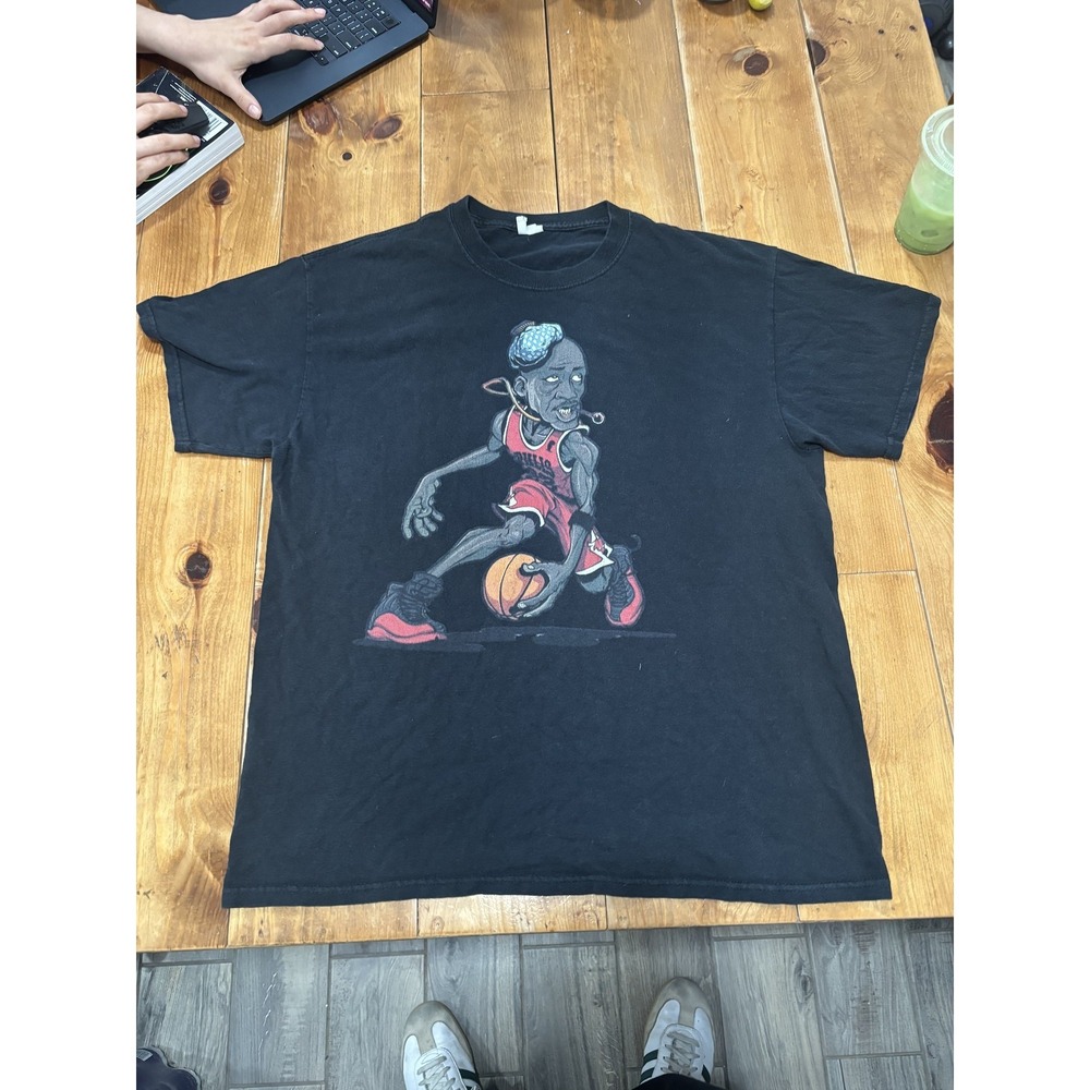 Zombie michael jordan T-Shirt Men's Black Graphic Tee Short Sleeve Crew